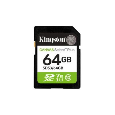 Kingston Technology 64GB SDXC Canvas Select Plus Gen3 100MB/s C10 UHS-I U1 V10, 64 GB, SD, Klasse 10