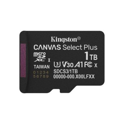 Kingston Technology 1TB micSDXC Canvas Select Plus Gen3 150R A1 enkel pakket zonder ADP, 1 TB, Micro