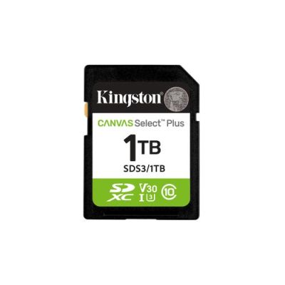 Kingston Technology 1TB SDXC Canvas Select Plus Gen3 150MB/s C10 UHS-I U3 V30, 1 TB, SD, Klasse 10,