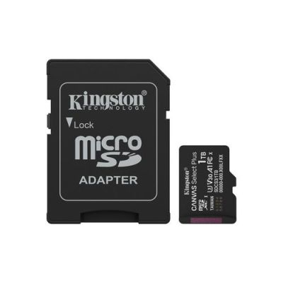 Kingston Technology 1TB microSDXC Canvas Select Plus Gen3 150MB/s A1 kaart + adapter, 1 TB, MicroSDX