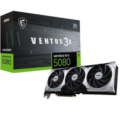 MSI VENTUS GEFORCE RTX 5080 16G 3X OC PLUS, GeForce RTX 5080, 16 GB, GDDR7, 256 Bit, 7680 x 4320 Pix