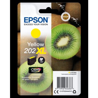 Epson Kiwi Singlepack Yellow 202XL Claria Premium Ink, Hoog (XL) rendement, Inkt op pigmentbasis, 8,