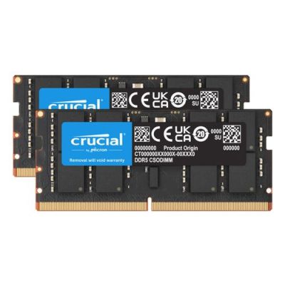 Crucial CT2K16G64C52CS5, 32 GB, 2 x 16 GB, DDR5, 262-pin SO-DIMM, Zwart