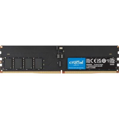 Crucial CT64G64C52CU5, 64 GB, 1 x 64 GB, DDR5, 288-pin DIMM, Zwart