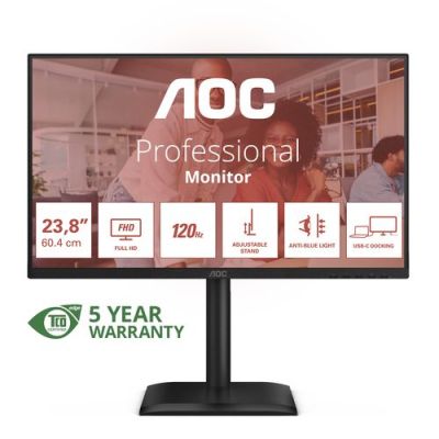 AOC E4 24E4CV, 60,5 cm (23.8"), 1920 x 1080 Pixels, Full HD, LED, 4 ms, Zwart