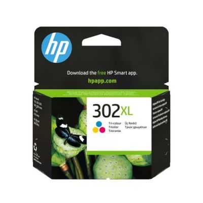 HP 302XL originele high-capacity drie-kleuren inktcartridge, Hoog (XL) rendement, Cyaan, Magenta, Ge