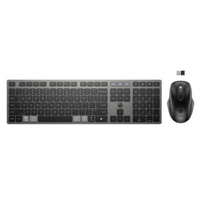HP 725 Multi-Device Rechargeable Wireless Keyboard and Mouse Combo, Volledige grootte (100%), Draadl