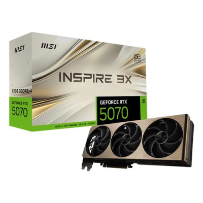 MSI GeForce RTX 5070 12G INSPIRE 3X OC, GeForce RTX 5070, 12 GB, GDDR7, 192 Bit, 7680 x 4320 Pixels,