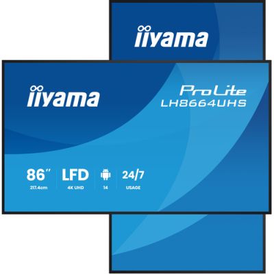 iiyama LH8664UHS-B3AG, Digitale signage flatscreen, 2,17 m (85.6"), 3840 x 2160 Pixels, Wifi, 24/7