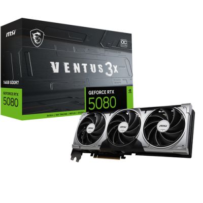 MSI VENTUS GeForce RTX5080 16G 3X OC, GeForce RTX 5080, 16 GB, GDDR7, 256 Bit, 7680 x 4320 Pixels, P