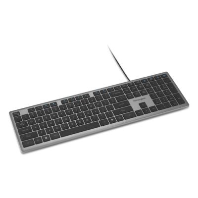 Kensington K75410ES, Volledige grootte (100%), Bedraad, USB, Schaar-toetsschakelaar, QWERTY, Grijs