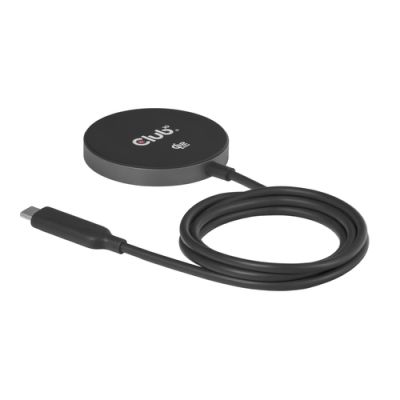 CLUB3D CAC-3027 Qi2 25W draadloze oplader zwart Qi 2.2 MagSafe-compatibel magnetisch pad, Binnen, DC