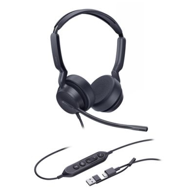 Yealink Dual Teams-headset met USB-C/A-aansluiting, Bedraad, Oproepen/muziek, 20 - 20000 Hz, 160 g,