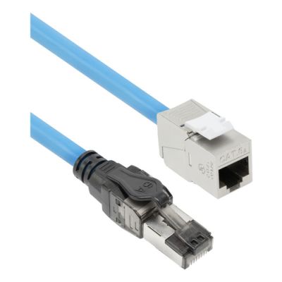 ACT Blauw S/FTP CAT6A B2ca PoE++ 100W solid prefab installatiekabel, RJ45 male – female, Cat6a, S/FT