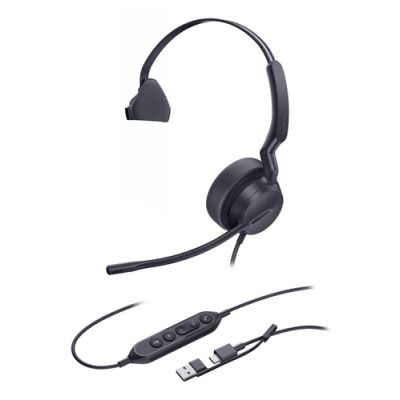 Yealink Mono UC-headset met USB-C/A-aansluiting, Bedraad, Oproepen/muziek, 20 - 20000 Hz, 116 g, Hea