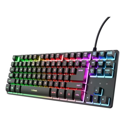 Trust GXT 833 Thado TKL, Bedraad, USB, Membraan keyswitch, AZERTY, RGB LED, Zwart