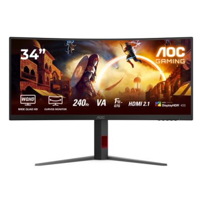 AOC G4 CU34G4Z, 86,4 cm (34"), 3440 x 1440 Pixels, Wide Quad HD, LED, 1 ms, Zwart, Rood