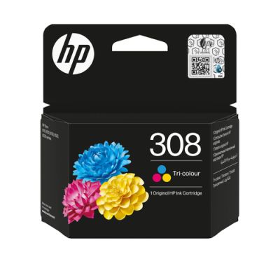 HP 308 originele driekleureninktcartridge, Normaal rendement, Cyaan, Magenta, Geel, Pigmentgebaseerd