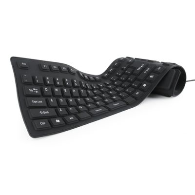 Gembird KB-109F-B, Bedraad, USB + PS/2, QWERTY, Zwart
