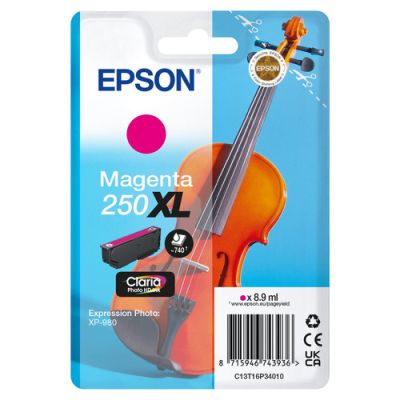 Epson 250XL Violin Claria Photo HD, Hoog (XL) rendement, Magenta, 8,9 ml, 1 stuk(s), Enkele verpakki