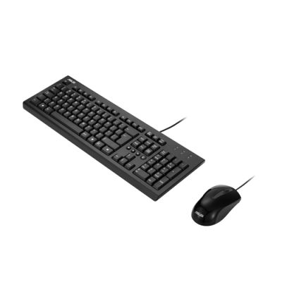 ASUS U2000 KEYBOARD+MOUSE/BK/UI, Volledige grootte (100%), Bedraad, USB, Optische sleutelschakelaar,