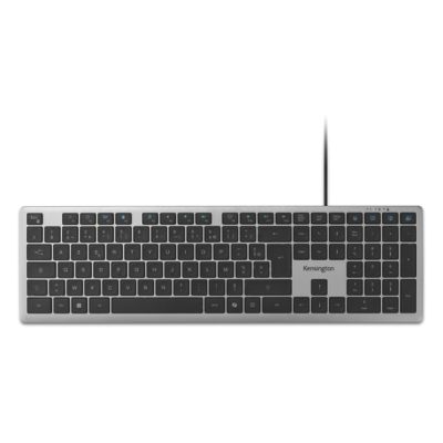 Kensington K75410FR, Volledige grootte (100%), Bedraad, USB, Schaar-toetsschakelaar, AZERTY, Grijs