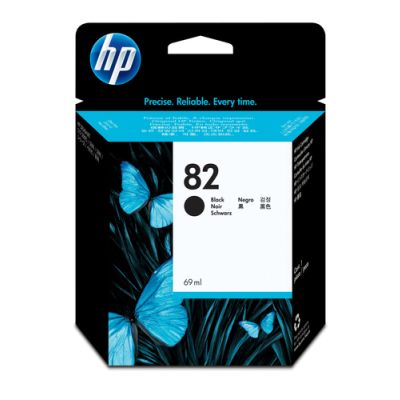 HP 82 zwarte DesignJet inktcartridge, 69 ml, HP Designjet 510 serie, HP Designjet 111 printerserie,