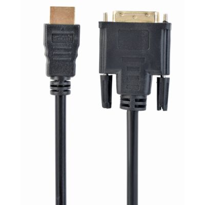 Gembird 5m, HDMI/DVI, M/M, 5 m, HDMI, DVI-D, Goud, Zwart, Mannelijk/Mannelijk