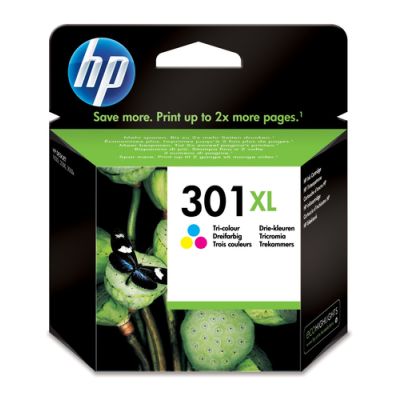 HP 301XL originele high-capacity drie-kleuren inktcartridge, Hoog (XL) rendement, Pigmentgebaseerde
