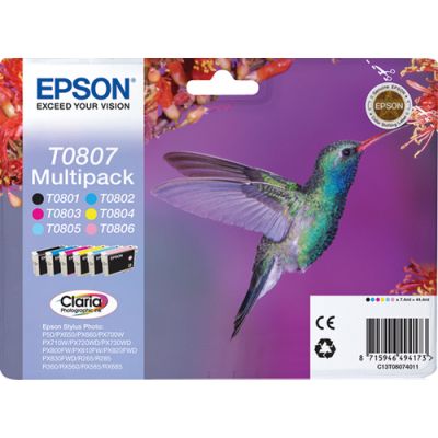 Epson Hummingbird Multipack 6-colours T0807 Claria Photographic Ink, 1 stuk(s), Multi-verpakking