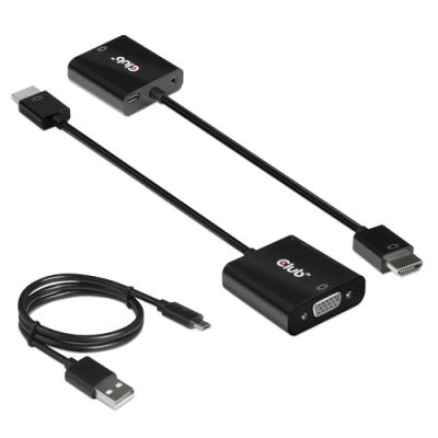 CLUB3D CAC-1302, 0,5 m, HDMI Type A (Standaard), VGA (D-Sub), Mannelijk, Vrouwelijk, Zwart