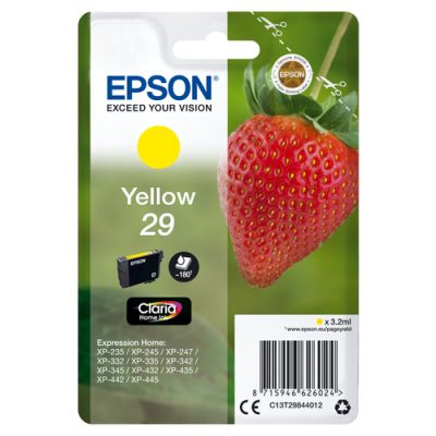 Epson Strawberry Singlepack Yellow 29 Claria Home Ink, Inkt op pigmentbasis, 3,2 ml, 180 pagina's, 1