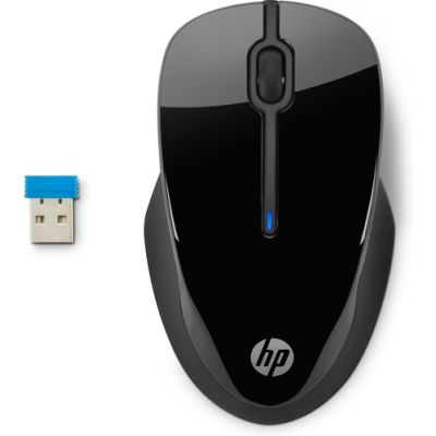 HP draadloze muis 250, Blue LED, RF Draadloos, 1600 DPI, Zwart