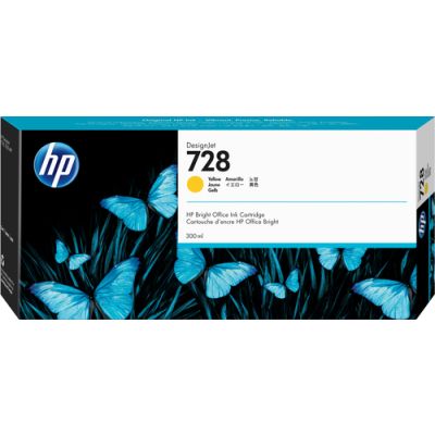 HP 728 gele DesignJet inktcartridge, 300 ml, Pigmentgebaseerde inkt, 300 ml, 1 stuk(s)
