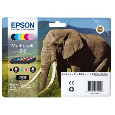 Epson Elephant Multipack 6-colours 24 Claria Photo HD Ink, Normaal rendement, 5,1 ml, 4,6 ml, 6 stuk