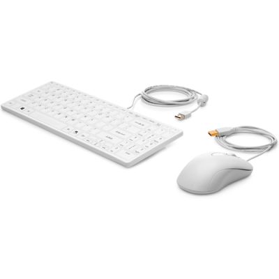 HP USB-toetsenbord en -muis Healthcare Edition, Bedraad, USB, Membraan keyswitch, QWERTY, Wit, Inclu