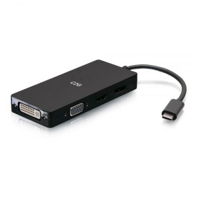 C2G USB-C multipoortadapter, 4-in-1 videoadapter met HDMI, DisplayPort, DVI en VGA - 4K 60Hz, USB Ty