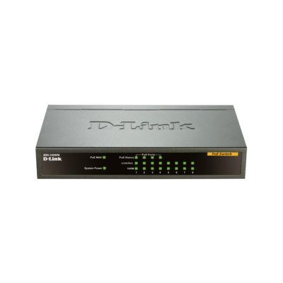 D-Link DES-1008PA, Unmanaged, Fast Ethernet (10/100), Power over Ethernet (PoE)