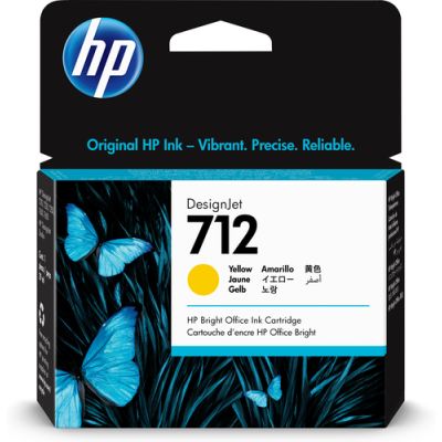 HP 712 29 ml inktcartridge voor DesignJet, geel, Normaal rendement, Pigmentgebaseerde inkt, 29 ml, 1