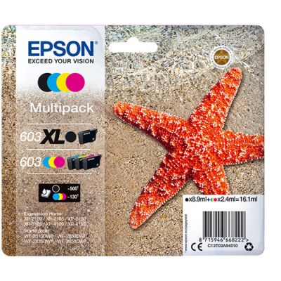 Epson 603 XL, Hoog (XL) rendement, Inkt op pigmentbasis, Pigmentgebaseerde inkt, 8,9 ml, 7,2 ml, 1 s