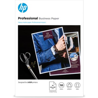 HP Professional Business Paper, Matte, 200 g/m2, A4 (210 x 297 mm), 150 sheets, Laserprinten, A4 (210x297 mm), Mat, 150 vel, 200 g/m², Wit