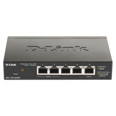 D-Link DGS-1100-05PDV2, Managed, Gigabit Ethernet (10/100/1000), Full duplex, Power over Ethernet (P