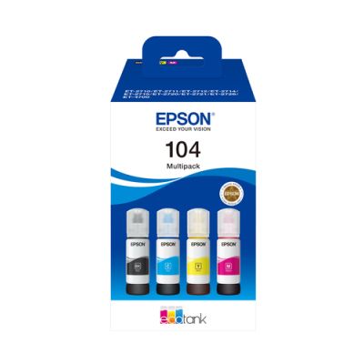 Epson 104 EcoTank 4-colour Multipack, Zwart, Cyaan, Magenta, Geel, Epson, EcoTank ET-2715 EcoTank ET