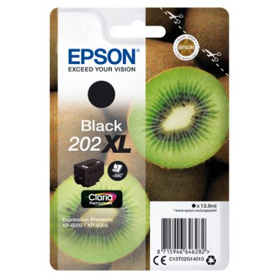 Epson Kiwi Singlepack Black 202XL Claria Premium Ink, Hoog (XL) rendement, Inkt op pigmentbasis, 13,