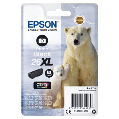 Epson Polar bear Singlepack Photo Black 26XL Claria Premium Ink, Pigmentgebaseerde inkt, 8,7 ml, 400