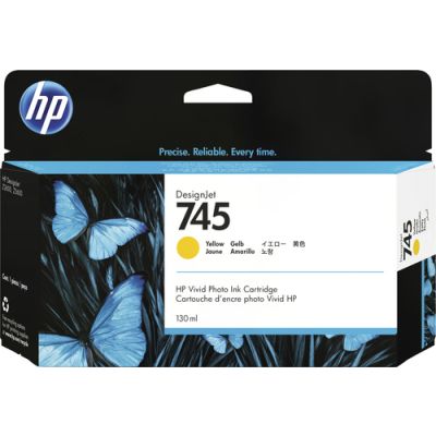 HP 745 gele DesignJet inktcartridge, 130 ml, Normaal rendement, Inkt op pigmentbasis, 130 ml, 1 stuk