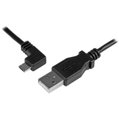 StarTech.com Micro-USB Oplaad en sync kabel M/M linksgehoekte Micro-USB 24 AWG 0.5 m, 0,5 m, USB A,