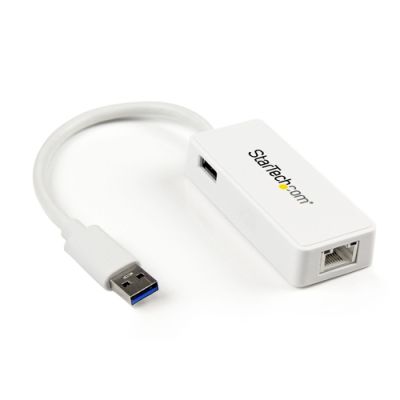StarTech.com USB 3.0 naar gigabit Ethernet-adapter NIC met USB-poort - wit, Bedraad, RJ-45, USB, 500