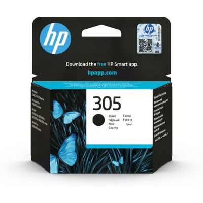HP 305 originele zwarte inktcartridge, Normaal rendement, Inkt op pigmentbasis, 2 ml, 120 pagina's,