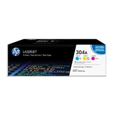 HP 304A originele cyaan/magenta/gele LaserJet tonercartridge, 3-pack, 2800 pagina's, Cyaan, Magenta,